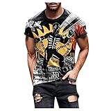 LEDONG Men's Classic T-Shirts Short Sleeve Round Neck Meaningful Painting Printed Comfortable Casual Tops Blouse for Adults Teens (Multicolor, XXXXL)