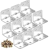 KONUNUS 10 Stück Winkelverbinder Edelstahl Winkel 32 x 32 mm L Förmige Metallwinkel Eckhalterung 90 Grad Metall Winklige ​Ecke mit 40 Schrauben für Festsetzung Schränke Tische Stühle Hölzern Möb