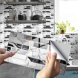 Mogokoyo 12 Stück Selbstklebende Tapete Steinoptik 3D Wandpaneele Küchenrückwand für Küche Badezimmer Toilette 20*10cm (Stil 1- 12PCS)