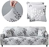 Bikuer Elastischer Sofabezug 4 Sitzer,Stretch Friheten Sofa-Überwürfe Mode Beliebt Klassisch Muster Spandex Sofabezug Für 1 Kostenloser Kissenbezug