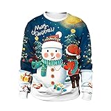 WAQD Unisex Pullover Weihnachtspulli Ugly Weihnachtspullover Pulli 3D Gedruck Muster Rundhals Langarmshirt Christmas Sweater Langarm Xmas Pullover Jumper Herbst Winter Langarm Pullis B