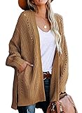 Womens&Ladys Open Front Langarm Strickjacken Pullover Mäntel mit T