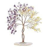 Nupuyai Kristallbaum Feng Shui Edelstein Baum, Glücksbaum, Geldbaum Geschenk, Hochzeit, Deko Wohnzimmer Schlafzimmer(Amethyst & Citrin, Achat Scheibe Basis)