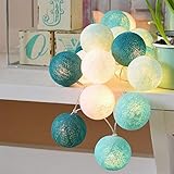 Cotton Ball Lichterkette - 3,8M 20 LED Kugel Lichterketten mit Stecker für Innen Nachtlicht Deko wie Weihnachten, Hochzeit, Party, Zimmer, Vorhang