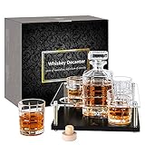 Whisky-Karaffe-Set-Glaskaraffe-whiskey-Gläser-Probierset Bourbon Zubehör Wiskey Dekanter mit 4 Whiskeygläsern für Brandy Wein Vodka 900 M