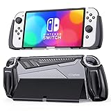 GTAplam Schutzhülle Kompatibel mit Nintendo Switch OLED Modell, (Hinweis: Passt es Nicht in das OLED-Dock) TPU Ergonomische Komforthülle für Nintendo Switch Konsole und Joy-Con, Schw