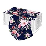 RUITOTP 10/50pcs Unisex Erwachsene Protektor Blume Schal - Mode Universal niedlich Print 3 Schicht elastische Earloop weichen Schal für Frauen Männer-21130-29