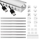 Kabelkanal Selbstklebend, Alritz 9 Stück PVC Kabelabdeckung Kabelmanagement Schreibtisch und TV Kabelkanal Installationskanal Wand für alle Netzkabel in Haushalt/Büro - 39x4x2cm, Weiß