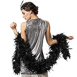 dressforfun 900838 Flauschige Federboa, 180 cm lang, Damen Mädchen Karnevals Kostüm Accessoire - Diverse Farben - (schwarz | Nr. 303399)