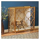 llddrz Schutzgitter Kaminofen Kamin- Bildschirm Großes Gold mit 3 Panel-Mesh, verzierter Metall-Feuerscheibe, Babykindwelpen-Sicherheits- stehendes T