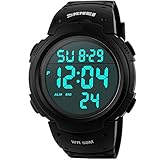 Sunjas Armbanduhr Sportuhr 50 Meter Wasserdicht Uhr Digital Led Alarm Kalender Uhren Watches für Herren Männer Damen Frauen Jungen universal Multifunktions-Analog Clock