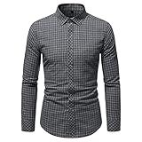 KBUY Hemd Herren Kariertes Hemd Freizeithemd Herren Trachtenhemden Oktoberfest Regular-fit Plaid Shirt Herren Hemd formelle Businesshemden Langarm Baumwolle Klassisch Hemden Große Größe S-4XL