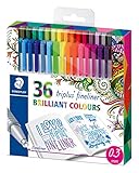 STAEDTLER 334 C36JB triplus Fineliner (dreikant, Set mit 36 brillanten Farben, Promotion 26 + 10 gratis, hohe Qualität, superfeine Spitze, Linienbreite ca. 0.3 mm)