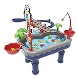 miraculocy Magnetisches Angelspiel Spielzeug, elektronische Angelspielzeug mit Pinguin Klettern Treppen-Electric Fishing Toys für Kleinkinder-Angelspielzeug