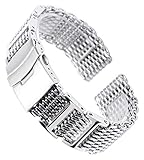 WUTONG 20/22 / 24mm Mesh Silber Edelstahl Armbanduhren Ersatz Armband Männer Faltschließe mit Sicherheitsuhr Bandbanduhrarmband intelligente Uhrenarmbänder (Size : 20mm)