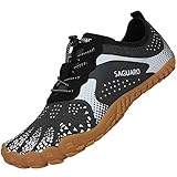 Fitnessschuhe Unisex Outdoor Aquaschuhe Barfußschuhe für Mann Frau rutschfest Surfschuhe Schnell Trocknend Schwimmschuhe Leicht Strand Schuhe, Grau Weiß 42 EU