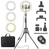 LemonDream 10''LED Selfie Ringlicht ringlicht mit stativ mit 63 Zoll Stativ Ringleuchte für Handy mit Fernbedienung Dimmbare Tischringlicht für Makeup Live-Streaming Tiktok Vlog Fotografie Streaming