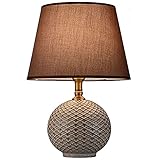 Retro Nacht Keramik Tischlampe, europäischer Stil Schlafzimmer Schreibtischlampe mit Gewebe Trommelschatten, einfaches Wohnzimmer Dekorative Lampen, Nachttisch Studienlese Leselamp