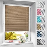 BelleMax Thermo Plissee ohne Bohren Verdunkelung Klemmfix(Beige,110x120cm) 100% Blickdicht & lichtundurchlässig Jalousie, Sichtschutz und Sonnenschutz, Verdunklungsplissee für Fenster & Tü