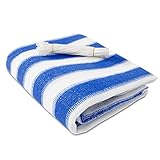 Floordirekt Balkonsichtschutz | Sichtschutzzaun | 90x500 cm | Schutz vor Blicken, Wind und Sonne | Robustes & wetterfest | Inkl. Befestigungsschnur (Gestreift Blau-Weiß)