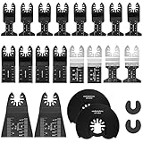 MaxAwe Multitool Sägeblätter, 22 Oszillierendes Sägeblätter Kit, Oszillierwerkzeug Zubehör Multifunktionswerkzeug Holzsägeblätter für Fein Multimaster, Makita, Dew