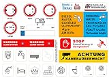 Aufkleber-Set - 20 Aufkleber für Wohnmobil/Wohnwagen/Camping - Alarmanlage, Größe, Diesel, Hotelklassifizierung, Reifendruck u. v. m. - hochwertige Hinw