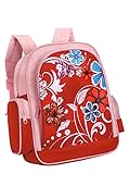 STEFANO Kinder Reisegepäck Rosa/Rot Flower Blumen Trolley Kitatasche Rucksack Tasche Geldbörse oder 4 TLG. Set (Rucksack)