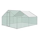 LARS360 Freilaufgehege Hühnerstall 3x4x2m Außenzaun, beschichtetes PE-Schattendach, verzinkter Stahlrahmen, verwendet für Hühner, Geflügelställe, Vogelkäfige,
