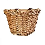 Wicker Fahrradkorb, Traditioneller Wicker Fahrradkorb Vorne - Manuelle Technologie wasserdichte No Break Basket Tragetasche Mit Hellbraunen L