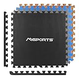 MSPORTS Bodenschutzmatten Set Premium - 8 Schutzmatten 3,175m² | Bodenschutz 60x60 cm Puzzlematten Gymnastikmatte (Schwarz)