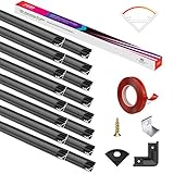 LED Aluminium Profil 1M,LED Profil V-Form 45° Schwarz 16-Pack für LED-Streifen(1-12mm),Led Aluminium Leisten mit Eckverbindern,Mattschwarze Abdeckung mit hoher Textur,3M Klebeband,Endkappen ect PEB