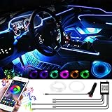 YAOBLUESEA 12V Auto LED Innenbeleuchtung, 6M LED 5050 RGB Ambientebeleuchtung Atmosphäre Neon Lichtleiste Light, Wasserdichte LED Licht Strip S