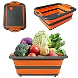NAUDILIFE Faltbares Schneidebrett , Abtropfkorb , faltbarem Kieselgel in Lebensmittelqualität, Abflusskorb für Waschbecken Camping-Picknick-Grill in der Küche Geeignet für Obst, Gemüse, Kleidung