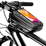 FAIREACH Rahmentasche Fahrrad mit Handyhalterung, Oberrohrtasche Fahrrad Handy Halterung Wasserdicht mit Fenster für Touchscreen für iPhone Samsung Smartphone bis zu 6,5 Z