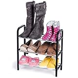 art moon Calgary Schuhregal Klein Schmal, Kinder Kleiderständer, Stahl, Schwarz, 3 Ablagen Schnellaufbau, 42x19x44CM