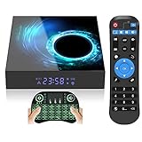 Android 10.0 TV-Box, TV-Box 4 GB RAM/32 GB ROM mit Allwinner H616 Quad-Core, unterstützt 2,4G/5G Dual WiFi/4K/6K/BT 5.0/3D/H.265 Smart-TV-Boxen mit kabelloser Hintergrundbeleuchtung Mini-T