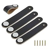 5 Stück Möbelgriff Ledergriff Möbel Knopf Schrankgriff Möbelknöpfe Schubladen Schrank Griffe Ziehgriff mit Schrauben Zubehör für Küchenschränke Schränke Bad und Tür Gartenzubehör (Schwarz)