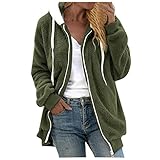 Mymyguoe Winterjack Fleecejacke Kapuzenmantel Plüschmantel Damen Teddymantel mit Kapuze Grün Mädchen Plüschjacke Plüsch Oberbekleidung Kunstpelzjacke Wintermantel Hoodie Jack