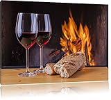 Baguette Vino Wein Alkohol Picknick Format: 60x40 cm auf Leinwand, XXL riesige Bilder fertig gerahmt mit Keilrahmen, Kunstdruck auf Wandbild mit Rahmen, günstiger als Gemälde oder Ölbild, kein Poster oder Plak