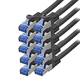 BIGtec - 10 Stück - 0,25m CAT.7 Gigabit Patchkabel Netzwerkkabel schwarz Kupferkabel Patch Ethernt LAN DSL Kabel CAT7 (RJ45, Cat 7, S/FTP PIMF) 25