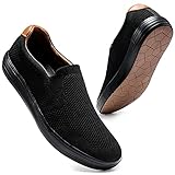 konhill Herren Sneaker Slip On Schuhe - Atmungsaktive Bequeme Walkingschuhe Casual Deck Mesh rutschfeste Walking Sport Sneakers EU 46,5 Alles schw