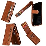 Miagon Reißverschluss Brieftasche Tasche Hülle für Huawei Mate 30,Magnet Stand-Funktion Leder Schutzhülle Flipcase mit 9 Kartenfach und Handschlaufe,B