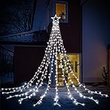 LED Lichterkette Außen Weiß - HOSPAOP 320 LED Weihnachtsbeleuchtung Aussen Strom lichterketten mit 8 Leuchtmodi, Wasserdicht für Party, Garten, Baum, Weihnachten Dek