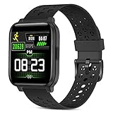 ZKCREATION Smartwatch,1.3 Zoll Voll Touchscreen Fitness Armbanduhr mit Pulsmesser,Sportuhr Smart Watch, Fitness Tracker mit Schrittzähler,Schlafmonitor Musiksteuerung Stoppuhr für Damen H