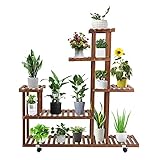 ToteBox Pflanzenständer, Holzpflanzenständer Indoor Outdoor, mehrstufiges Holzpflanzenregal, Eck-Pflanzgefäß-Präsentationsständer Blumentopfhalter mit Rädern für Wohnzimmer Terrasse Garten Balk