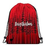 Gym Kordelzugbeutel Tanzsport Gym Leichte Kordelzugbeutel Sackpack Weihnachtskarte Rot Winterwald Rentiervögel Weihnachtskarte Winterw