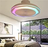 Monik Ventilator Decke Mit Licht Deckenlampe RGB Farbwechsel Bluetooth Dimmbar Fernbedienung Deckenventilator Mit Beleuchtung Lampe Ultra Leise Deckenleuchte Musik LED APP Dimmbar 60W