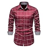 Hemd Herren Herbst Winter Britischer Stil Business Casual Spleißen Kariert Herren Shirt Urban Jugend Kein Bügeln Revers Strickjacke Männer Langarm F