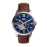 Fossil Herren Analog Automatik Uhr mit Leder Armband ME3110