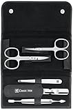 ZWILLING Maniküreset und Pediküreset Nagelpflege aus Echtleder mit Druckknopf, CLASSIC INOX, 5-teilig, schw